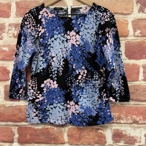 Talbots Sweater Women's Large Petite Multicolor Shadow Floral Lightweight Knit